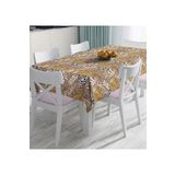 RealHomes Leopar Temalı Kuru Yaprak Desenli Dijital Baskılı Masa Örtüsü, Masa-5322-140x140cm