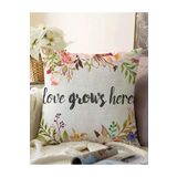 RealHomes Love Grows Here Yazılı Çift Taraflı Dijital Baskılı Modern Raşel Örme Yastık Kılıfı, Sonil-K-2281-55x55cm