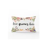 RealHomes Love Grows Here Yazılı Dijital Baskılı Modern Dikdörtgen Yastık Kılıfı
