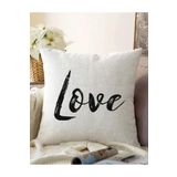 RealHomes Love Yazı Desenli Çift Taraflı Dijital Baskılı Dekoratif Raşel Örme Yastık Kırlent Kılıfı, Sonil-K-2238-55x55cm