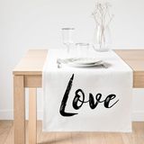 Realhomes Love Yazı Desenli Dijital Baskılı Dekoratif Süet Runner