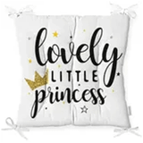 RealHomes Lovely Lıttle Prıncess Yazılı Dijital Baskılı Modern Pofidik Sandalye Minderi