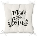 RealHomes Made With Love Yazılı Dijital Baskılı Pofidik Sandalye Minderi