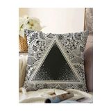 RealHomes Mandala Zeminde Üçgen Motifli Çift Taraflı Özel Tasarım Dijital Baskılı Raşel Örme Yastık Kılıfı, Sonil-K5019-43x43cm
