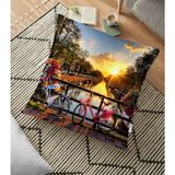 RealHomes Manzara Desenli Dijital Baskılı Dekoratif 70x70 cm Yer Minderi