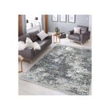 RealHomes Mavi Beyaz Zemin Retro Motifli Antik Desenli Eskitme Motifli Modern Salon Kaymaz Taban Saçaklı Halı HaliDik-Deluxe-11433, 120 x 120
