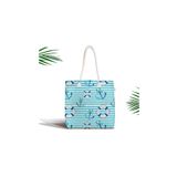 RealHomes Mavi Çizgili Denizci Tasarımlı Dijital Baskılı Fermuarlı Kumaş Çanta