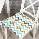 RealHomes Mavi Gri Gold Zigzag Desenli Özel Tasarımlı Leke Tutmaz 120x140 cm Masa Örtüsü