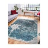RealHomes Mavi - Gri Zeminde Eskitme Motifli Retro Desenli Eskitme Motifli Vintage Saçaklı Halı HaliDik-Deluxe-11322, 80 x 250