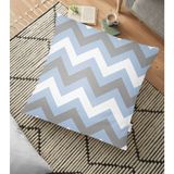 RealHomes Mavi Gri Zigzag Desenli Dijital Baskılı Dekoratif 70x70 cm Yer Minderi