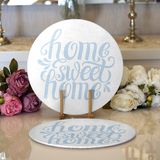 RealHomes Mavi Home Sweet Home Modern 2 1 Yuvarlak Servis Altlığı Supla