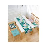 RealHomes Mavi & Pembe Renkli 4 Pofidik Sandalye Minderi Ve 1 Runner Seti