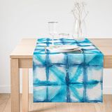 Realhomes Mavi Sulu Boya Desenli Dijital Baskılı Modern Süet Runner