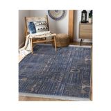RealHomes Mavi Zeminde Kilim Motifli Hereke Desenli Etnik Motifler Vintage Oturma Odası Antre Saçaklı Halı HaliDik-Deluxe-11648, 100 x 150