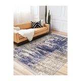 RealHomes Mavi Zeminde Örme Motifli Antik Desenli Vintage Oturma Odası Yatak Odası Kaymaz Taban Saçaklı Halı HaliDik-Deluxe-11475, 80 x 150
