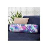 RealHomes Mavi Zeminde Tropikal Objeler Modern Iç Dolgulu Yumuşak Silindir Form Yastık Kırlent