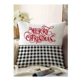 RealHomes Mery Christmas Temalı Ekose Tasarımlı Modern Raşel Örme Yastık Kırlent Kılıfı, Sonil-K10499-43x43cm
