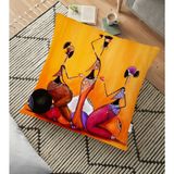 RealHomes Modern African Tasarımlı Dijital Baskılı Dekoratif 70x70 cm Yer Minderi
