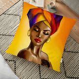 RealHomes Modern Afrika Women Tasarımlı Dijital Baskılı Dekoratif 70x70 cm Yer Minderi