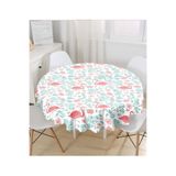 RealHomes Modern Flamingo Desenli Dijital Baskılı Yuvarlak Masa Örtüsü - Çap 140cm, MasaYuv-845-140x140cm
