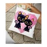 RealHomes Modern Kedi Desen Dijital Baskılı 70x70 cm Yer Minderi