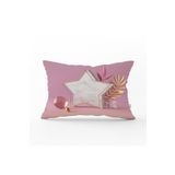 RealHomes Modern Pembe Zeminli 3d Yıldız Desenli Dekoratif Dikdörtgen Yastık Kırlent Kılıfı