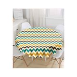 RealHomes Modern Zigzag Desen Dijital Baskılı Yuvarlak Masa Örtüsü, MasaYuv-414-140x140cm