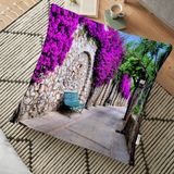RealHomes Mor Sarmaşık Desenli Dijital Baskılı Dekoratif 70x70 cm Yer Minderi