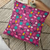 RealHomes Mor Zeminde Flamingo Desenli Dijital Baskılı Dekoratif 70x70 cm Yer Minderi