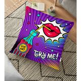 RealHomes Mor Zeminli Pop Art Tasarımlı Dijital Baskılı Dekoratif 70x70 cm Yer Minderi