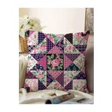 RealHomes Mürdüm Renk Patchwork Desenli Çift Taraflı Dekoratif Raşel Örme Yastık Kırlent Kılıfı, Sonil-K2372-43x43cm