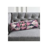 RealHomes Mürdüm Renk Patchwork Desenli Dekoratif Iç Dolgulu - Fermuarlı Süet Silindir Yuvarlak Yastık Kırlent