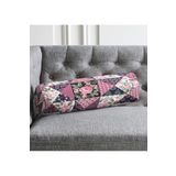 RealHomes Mürdüm Renk Patchwork Desenli Dekoratif Iç Dolgulu - Fermuarlı Süet Silindir Yuvarlak Yastık Kırlent