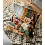RealHomes Osmanlı Harem Kadınları Temalı Dijital Baskılı Dekoratif 70x70 cm Yer Minderi