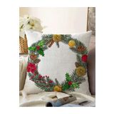 RealHomes Özel Tasarım Christmas Temalı Dijital Baskılı Dekoratif Raşel Örme Yastık Kırlent Kılıfı, Sonil-K10173-43x43cm