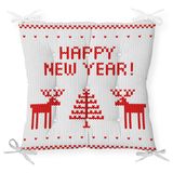 RealHomes P3028 Happy New Year Temalı Dijital Baskılı Dekoratif Pofidik Sandalye Minderi