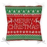 RealHomes P3034 Merry Christmas Motifli Dijital Baskılı Pofidik Sandalye Minderi