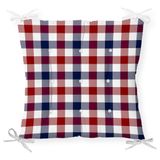 RealHomes P3082 Bordo Lacivert Ekose Desenli Dekoratif Pofidik Sandalye Minderi