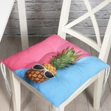 RealHomes P3175 Mavi Pembe Ananas Desenli Modern Pofidik Sandalye Minderi