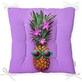 RealHomes P3206 Mor Zeminde Ananas Desenli Modern Pofidik Sandalye Minderi