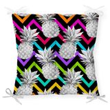 RealHomes P3250 Siyah Zigzag Temalı Ananas Desenli Modern Pofidik Sandalye Minderi