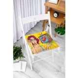 RealHomes P3275 Pop Art Wow Desenli Özel Tasarım Dekoratif Pofidik Sandalye Minderi