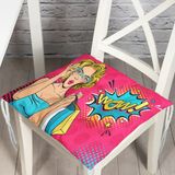 RealHomes P3278 Pempe Pop Art Wow Tasarımlı Dekoratif Pofidik Sandalye Minderi