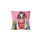 RealHomes P3289 Pembe Zeminli Popart Desenli Dekoratif Pofidik Sandalye Minderi
