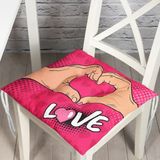 RealHomes P3299 Pembe Love Popart Tasarımlı Dijital Baskılı Pofidik Sandalye Minderi