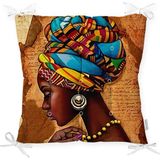 RealHomes P3402 African Woman Çizimli Dijital Baskılı Modern Pofidik Sandalye Minderi