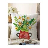 RealHomes Pastel Renkli Çiçek Tasarımlı Dijital Baskılı Dekoratif Raşel Örme Yastık Kırlent Kılıfı, Sonil-K10119-43x43cm