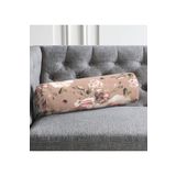 RealHomes Pastel Zemin Renkli Çiçek Desenli Modern Iç Dolgulu Fermuarlı Süet Silindir Yuvarlak Yastık Kırlent