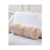 RealHomes Pastel Zeminde Gold Renkli Ananas Desenli Modern Iç Dolgulu Yumuşak Silindir Form Yastık Kırlent
