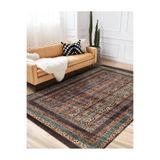 RealHomes Patchwork Zemin Hereke Motifli Kilim Desenli Avangarde Klasik Oturma Odası Kaymaz Taban Saçaklı Halı HaliDik-Deluxe-11171, 120 x 180